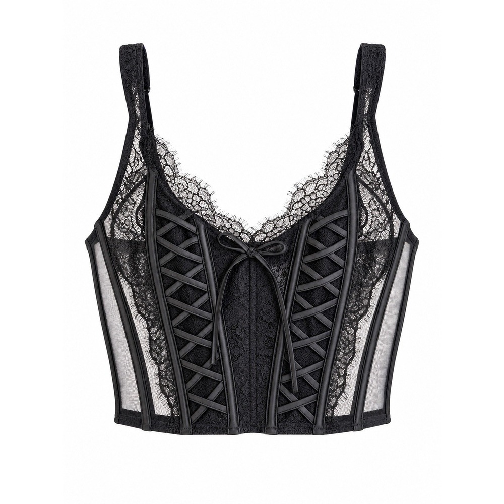 Victoria Secret Dream Angels Black Lace Corset Style Bustier Sz S Boudoir Goth